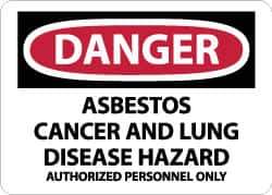 NMC - "Danger - Asbestos Cancer and Lung Disease Hazard - Authorized Personnel Only", 10" Long x 14" Wide, Rigid Plastic Safety Sign - Rectangle, 0.05" Thick, Use for Hazardous Materials - USA Tool & Supply