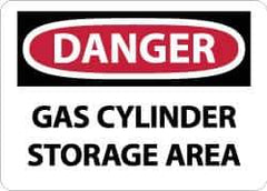 NMC - "Danger - Gas Cylinder Storage Area", 10" Long x 14" Wide, Aluminum Safety Sign - Rectangle, 0.04" Thick, Use for Hazardous Materials - USA Tool & Supply