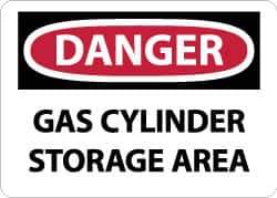 NMC - "Danger - Gas Cylinder Storage Area", 10" Long x 14" Wide, Rigid Plastic Safety Sign - Rectangle, 0.05" Thick, Use for Hazardous Materials - USA Tool & Supply