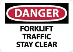 NMC - "Danger - Forklift Traffic - Stay Clear", 10" Long x 14" Wide, Pressure-Sensitive Vinyl Safety Sign - Rectangle, 0.004" Thick, Use for Accident Prevention - USA Tool & Supply