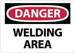 NMC - "Danger - Welding Area", 10" Long x 14" Wide, Rigid Plastic Safety Sign - Rectangle, 0.05" Thick, Use for Accident Prevention - USA Tool & Supply