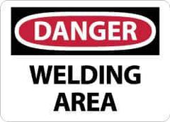 NMC - "Danger - Welding Area", 10" Long x 14" Wide, Pressure-Sensitive Vinyl Safety Sign - Rectangle, 0.004" Thick, Use for Accident Prevention - USA Tool & Supply