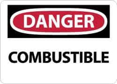 NMC - "Danger - Combustible", 10" Long x 14" Wide, Rigid Plastic Safety Sign - Rectangle, 0.05" Thick, Use for Hazardous Materials - USA Tool & Supply