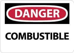 NMC - "Danger - Combustible", 10" Long x 14" Wide, Pressure-Sensitive Vinyl Safety Sign - Rectangle, 0.004" Thick, Use for Hazardous Materials - USA Tool & Supply