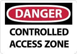 NMC - "Danger - Controlled Access Zone", 10" Long x 14" Wide, Rigid Plastic Safety Sign - Rectangle, 0.05" Thick, Use for Accident Prevention - USA Tool & Supply