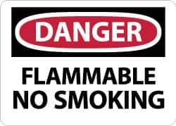NMC - "Danger - Flammable - No Smoking", 10" Long x 14" Wide, Pressure-Sensitive Vinyl Safety Sign - Rectangle, 0.004" Thick, Use for Accident Prevention - USA Tool & Supply