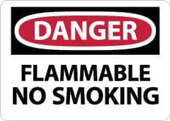NMC - "Danger - Flammable - No Smoking", 10" Long x 14" Wide, Rigid Plastic Safety Sign - Rectangle, 0.05" Thick, Use for Accident Prevention - USA Tool & Supply