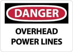 NMC - "Danger - Overhead Power Lines", 10" Long x 14" Wide, Aluminum Safety Sign - Rectangle, 0.04" Thick, Use for Accident Prevention - USA Tool & Supply