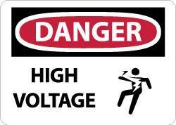 NMC - "Danger - High Voltage", 10" Long x 14" Wide, Aluminum Safety Sign - Rectangle, 0.04" Thick, Use for Accident Prevention - USA Tool & Supply