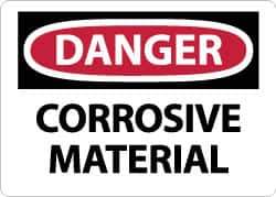 NMC - "Danger - Corrosive Material", 10" Long x 14" Wide, Rigid Plastic Safety Sign - Rectangle, 0.05" Thick, Use for Hazardous Materials - USA Tool & Supply