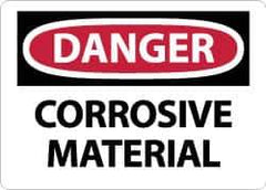 NMC - "Danger - Corrosive Material", 10" Long x 14" Wide, Rigid Plastic Safety Sign - Rectangle, 0.05" Thick, Use for Hazardous Materials - USA Tool & Supply