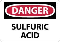 NMC - "Danger - Sulfuric Acid", 7" Long x 10" Wide, Aluminum Safety Sign - Rectangle, 0.04" Thick, Use for Hazardous Materials - USA Tool & Supply