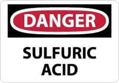 NMC - "Danger - Sulfuric Acid", 7" Long x 10" Wide, Aluminum Safety Sign - Rectangle, 0.04" Thick, Use for Hazardous Materials - USA Tool & Supply