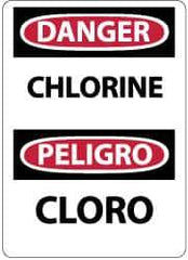 NMC - "Danger - Chlorine", 14" Long x 10" Wide, Pressure-Sensitive Vinyl Safety Sign - Rectangle, 0.004" Thick, Use for Hazardous Materials - USA Tool & Supply