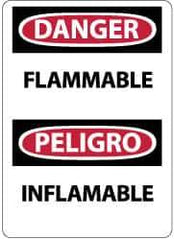 NMC - "Danger - Flammable", 14" Long x 10" Wide, Pressure-Sensitive Vinyl Safety Sign - Rectangle, 0.004" Thick, Use for Hazardous Materials - USA Tool & Supply