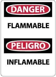 NMC - "Danger - Flammable", 14" Long x 10" Wide, Rigid Plastic Safety Sign - Rectangle, 0.05" Thick, Use for Hazardous Materials - USA Tool & Supply