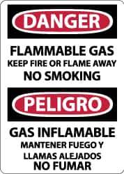 NMC - "Danger - Flammable Gas - Keep Fire or Flame Away No Smoking", 14" Long x 10" Wide, Aluminum Safety Sign - Rectangle, 0.04" Thick, Use for Accident Prevention - USA Tool & Supply