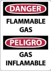NMC - "Danger - Flammable Gas", 14" Long x 10" Wide, Pressure-Sensitive Vinyl Safety Sign - Rectangle, 0.004" Thick, Use for Hazardous Materials - USA Tool & Supply