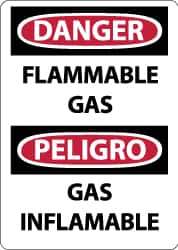 NMC - "Danger - Flammable Gas", 14" Long x 10" Wide, Aluminum Safety Sign - Rectangle, 0.04" Thick, Use for Hazardous Materials - USA Tool & Supply
