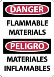 NMC - "Danger - Flammable Materials", 14" Long x 10" Wide, Aluminum Safety Sign - Rectangle, 0.04" Thick, Use for Hazardous Materials - USA Tool & Supply