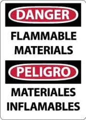 NMC - "Danger - Flammable Materials", 14" Long x 10" Wide, Pressure-Sensitive Vinyl Safety Sign - Rectangle, 0.004" Thick, Use for Hazardous Materials - USA Tool & Supply