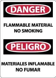NMC - "Danger - Flammable Material - No Smoking", 14" Long x 10" Wide, Pressure-Sensitive Vinyl Safety Sign - Rectangle, 0.004" Thick, Use for Accident Prevention - USA Tool & Supply