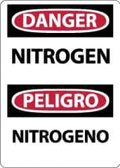 NMC - "Danger - Nitrogen", 14" Long x 10" Wide, Rigid Plastic Safety Sign - Rectangle, 0.05" Thick, Use for Hazardous Materials - USA Tool & Supply