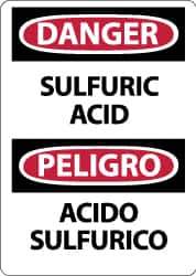 NMC - "Danger - Sulfuric Acid", 14" Long x 10" Wide, Aluminum Safety Sign - Rectangle, 0.04" Thick, Use for Hazardous Materials - USA Tool & Supply