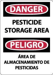 NMC - "Danger - Pesticide Storage Area", 14" Long x 10" Wide, Pressure-Sensitive Vinyl Safety Sign - Rectangle, 0.004" Thick, Use for Security & Admittance - USA Tool & Supply