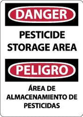 NMC - "Danger - Pesticide Storage Area", 14" Long x 10" Wide, Rigid Plastic Safety Sign - Rectangle, 0.05" Thick, Use for Security & Admittance - USA Tool & Supply
