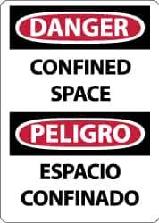 NMC - "Danger - Confined Space", 14" Long x 10" Wide, Pressure-Sensitive Vinyl Safety Sign - Rectangle, 0.004" Thick, Use for Accident Prevention - USA Tool & Supply