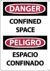 NMC - "Danger - Confined Space", 14" Long x 10" Wide, Aluminum Safety Sign - Rectangle, 0.04" Thick, Use for Accident Prevention - USA Tool & Supply