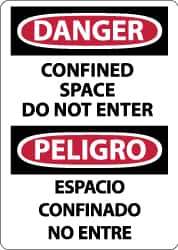 NMC - "Danger - Confined Space - Do Not Enter", 14" Long x 10" Wide, Aluminum Safety Sign - Rectangle, 0.04" Thick, Use for Accident Prevention - USA Tool & Supply