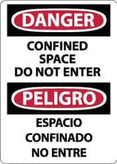 NMC - "Danger - Confined Space - Do Not Enter", 14" Long x 10" Wide, Rigid Plastic Safety Sign - Rectangle, 0.05" Thick, Use for Accident Prevention - USA Tool & Supply