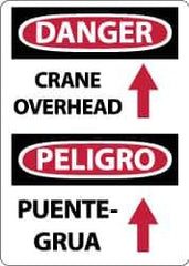 NMC - "Danger - Crane Overhead", 14" Long x 10" Wide, Pressure-Sensitive Vinyl Safety Sign - Rectangle, 0.004" Thick, Use for Accident Prevention - USA Tool & Supply