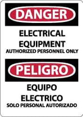 NMC - "Danger - Electrical Equipment - Authorized Personnel Only", 14" Long x 10" Wide, Rigid Plastic Safety Sign - Rectangle, 0.05" Thick, Use for Accident Prevention - USA Tool & Supply