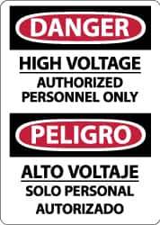 NMC - "Danger - High Voltage - Authorized Personnel Only", 14" Long x 10" Wide, Aluminum Safety Sign - Rectangle, 0.04" Thick, Use for Accident Prevention - USA Tool & Supply