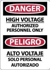 NMC - "Danger - High Voltage - Authorized Personnel Only", 14" Long x 10" Wide, Aluminum Safety Sign - Rectangle, 0.04" Thick, Use for Accident Prevention - USA Tool & Supply
