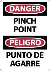 NMC - "Danger - Pinch Point", 14" Long x 10" Wide, Rigid Plastic Safety Sign - Rectangle, 0.05" Thick, Use for Accident Prevention - USA Tool & Supply