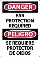 NMC - "Danger - Ear Protection Required", 14" Long x 10" Wide, Aluminum Safety Sign - Rectangle, 0.04" Thick, Use for Accident Prevention - USA Tool & Supply