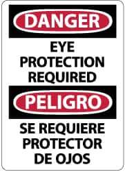 NMC - "Danger - Eye Protection Required", 14" Long x 10" Wide, Pressure-Sensitive Vinyl Safety Sign - Rectangle, 0.004" Thick, Use for Accident Prevention - USA Tool & Supply