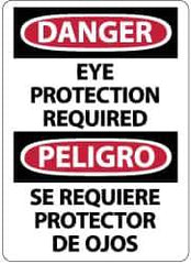 NMC - "Danger - Eye Protection Required", 14" Long x 10" Wide, Pressure-Sensitive Vinyl Safety Sign - Rectangle, 0.004" Thick, Use for Accident Prevention - USA Tool & Supply