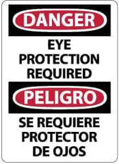 NMC - "Danger - Eye Protection Required", 14" Long x 10" Wide, Aluminum Safety Sign - Rectangle, 0.04" Thick, Use for Accident Prevention - USA Tool & Supply