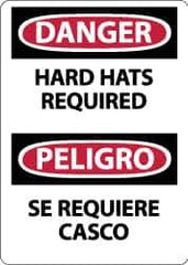 NMC - "Danger - Hard Hats Required", 14" Long x 10" Wide, Aluminum Safety Sign - Rectangle, 0.04" Thick, Use for Accident Prevention - USA Tool & Supply