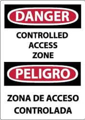 NMC - "Danger - Controlled Access Zone", 14" Long x 10" Wide, Rigid Plastic Safety Sign - Rectangle, 0.05" Thick, Use for Accident Prevention - USA Tool & Supply