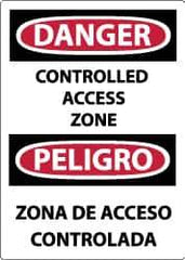 NMC - "Danger - Controlled Access Zone", 14" Long x 10" Wide, Aluminum Safety Sign - Rectangle, 0.04" Thick, Use for Accident Prevention - USA Tool & Supply