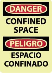 NMC - "Danger - Confined Space", 14" Long x 10" Wide, Rigid Plastic Safety Sign - Rectangle, 0.05" Thick, Use for Accident Prevention - USA Tool & Supply