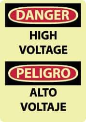 NMC - "Danger - High Voltage", 14" Long x 10" Wide, Rigid Plastic Safety Sign - Rectangle, 0.05" Thick, Use for Accident Prevention - USA Tool & Supply