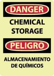 NMC - "Danger - Chemical Storage", 14" Long x 10" Wide, Rigid Plastic Safety Sign - Rectangle, 0.05" Thick, Use for Hazardous Materials - USA Tool & Supply