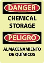 NMC - "Danger - Chemical Storage", 14" Long x 10" Wide, Pressure-Sensitive Vinyl Safety Sign - Rectangle, 0.004" Thick, Use for Hazardous Materials - USA Tool & Supply